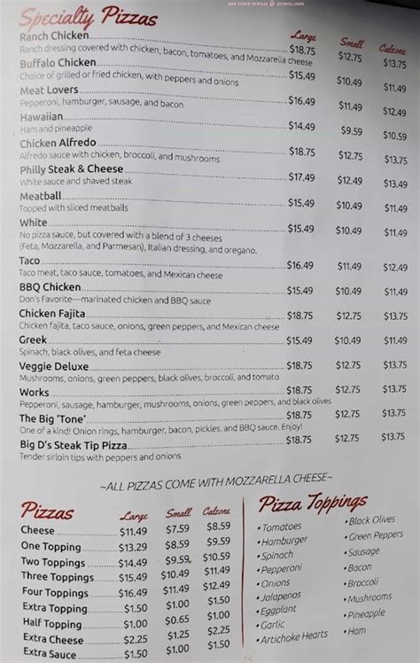 benito's pizza new boston menu|benito's pizza prices.